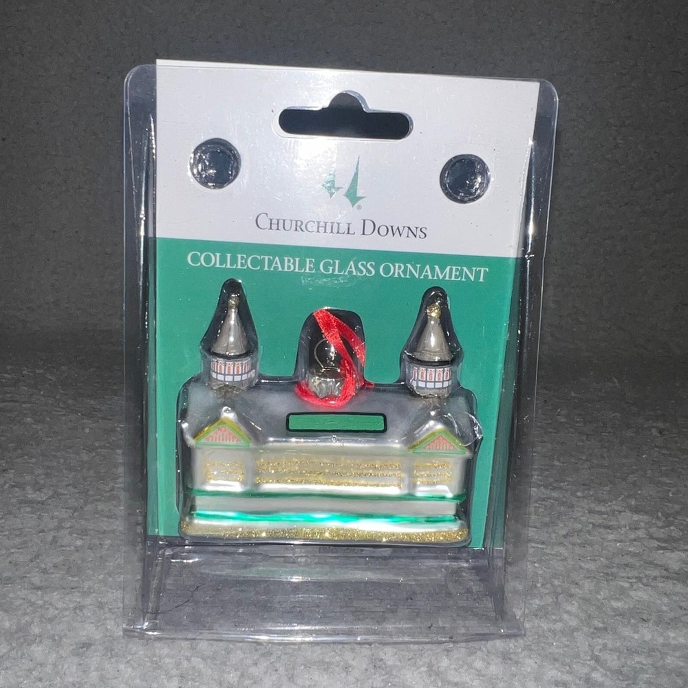 NIB Churchill Downs Horse Racetrack Glass Ornament Racing Venue Collectible